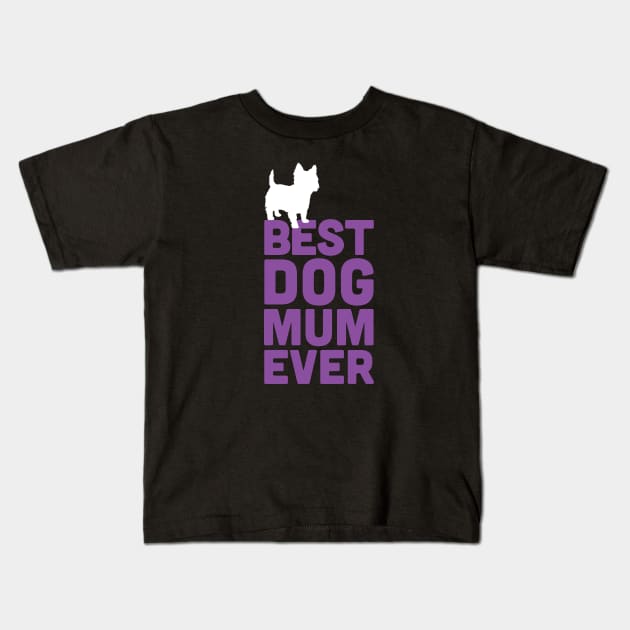 Best Cairn Terrier Dog Mum Ever - Purple Dog Lover Gift Kids T-Shirt by Elsie Bee Designs